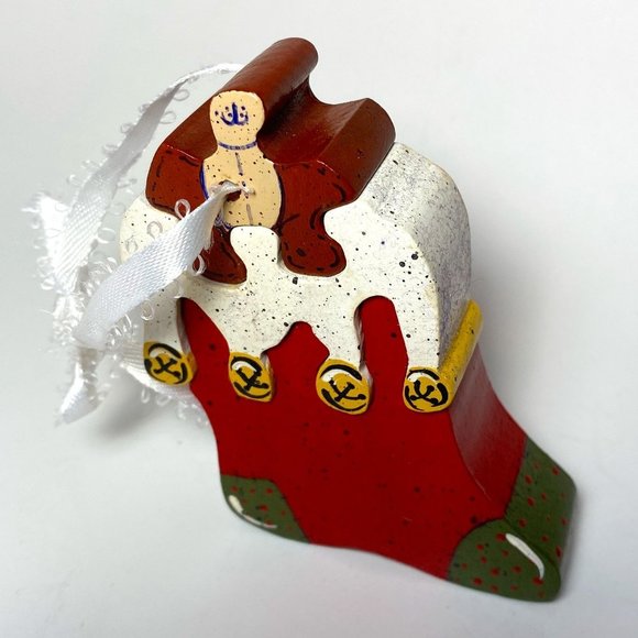 3 pcs Christmas Ornament Wood Puzzle Stocking - Picture 1 of 6